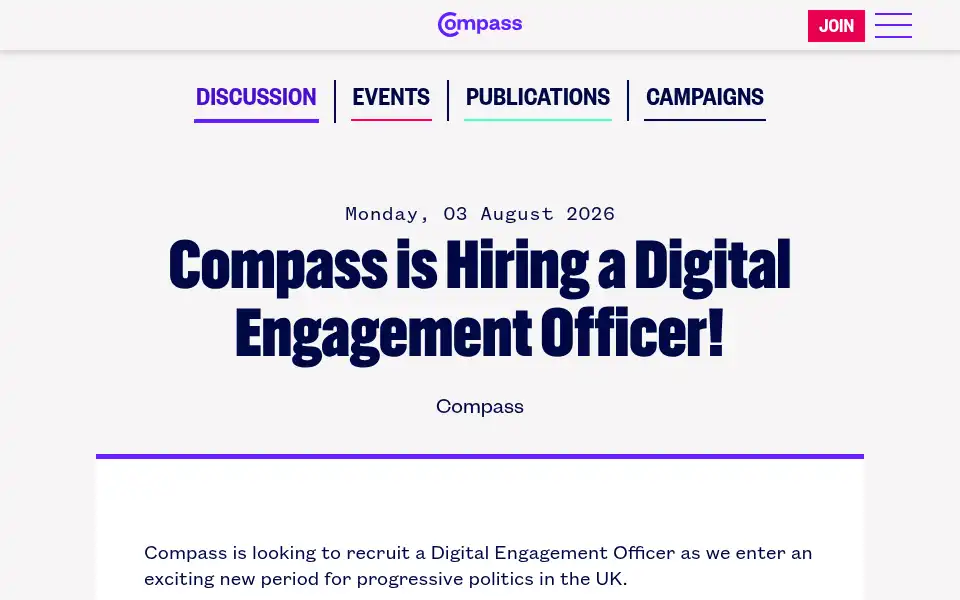 Screenshot of compassonline.org.uk