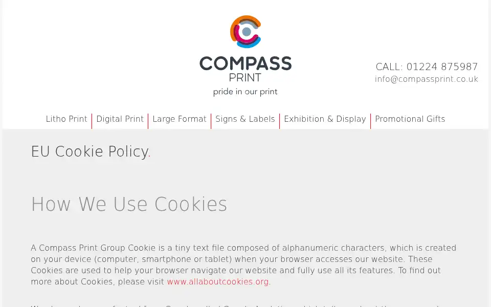 Screenshot of compassprint.co.uk