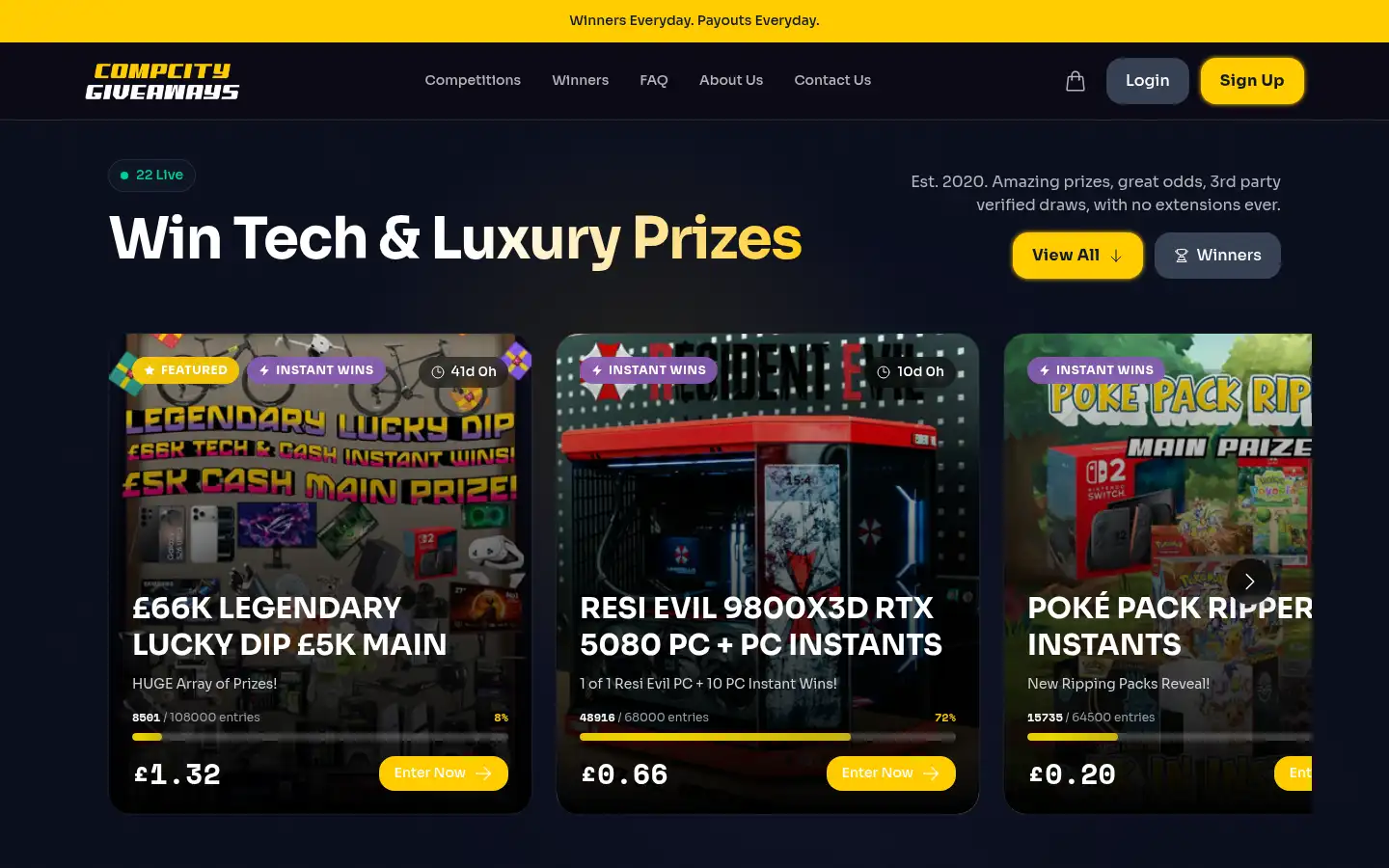 Screenshot of compcitygiveaways.co.uk