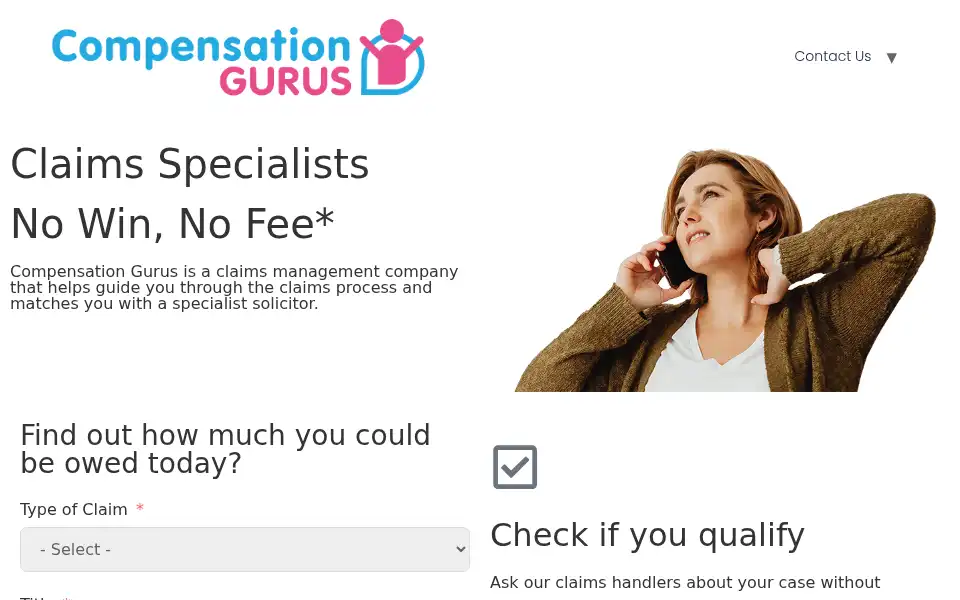 Screenshot of compensationgurus.co.uk