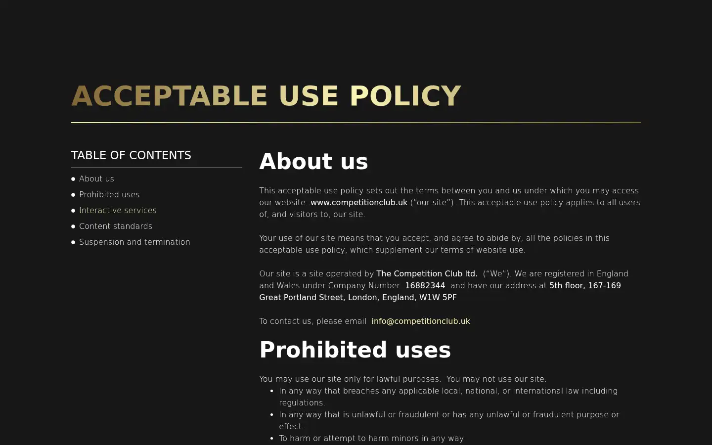 Screenshot of competitionclub.uk