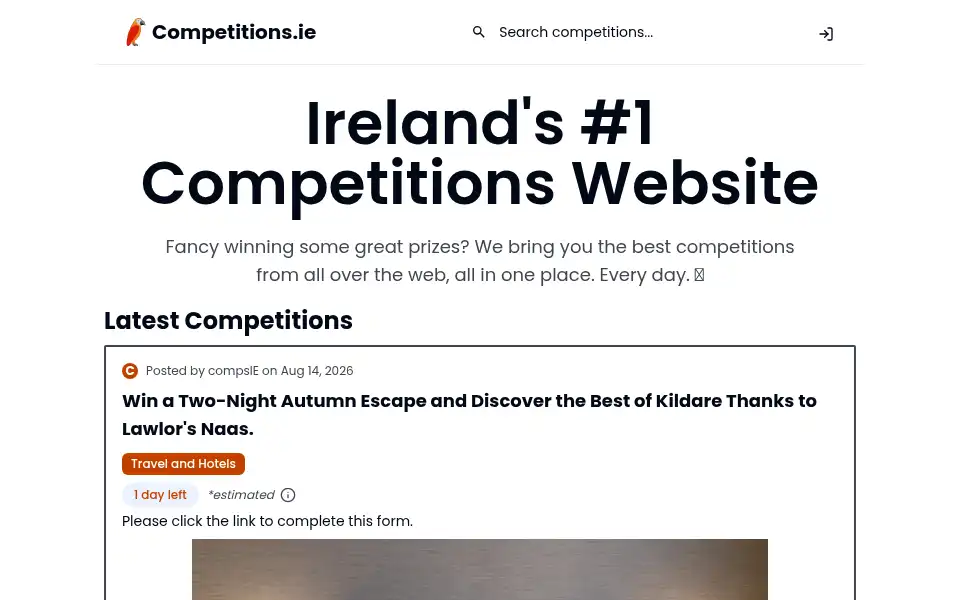 Screenshot of competitions.ie
