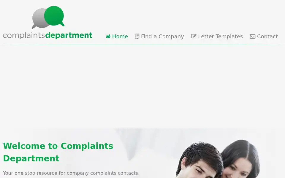 Screenshot of complaintsdepartment.co.uk