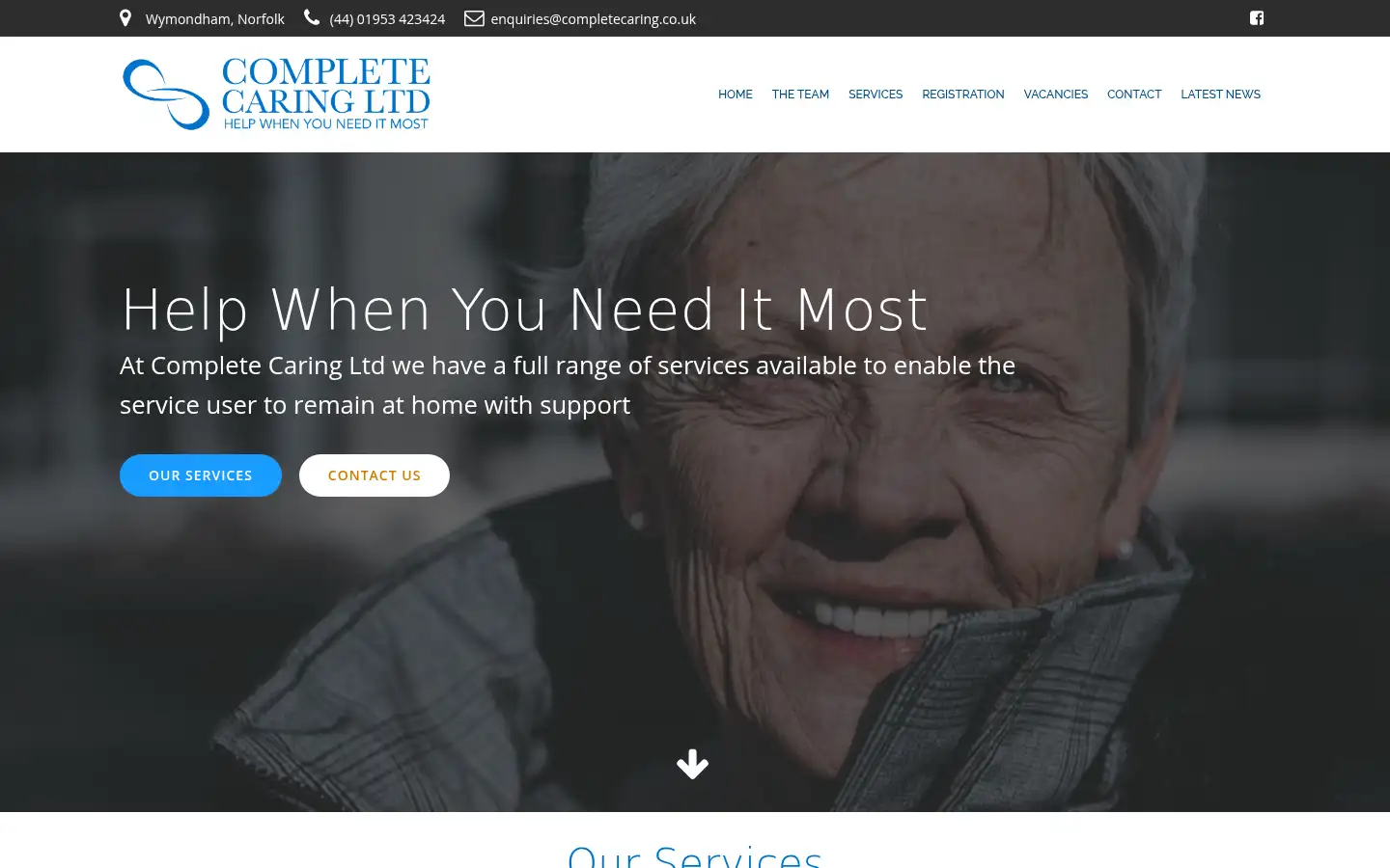 Screenshot of completecaring.co.uk