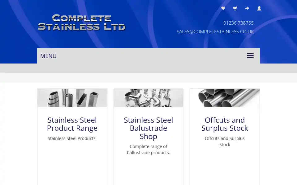 Screenshot of completestainless.co.uk