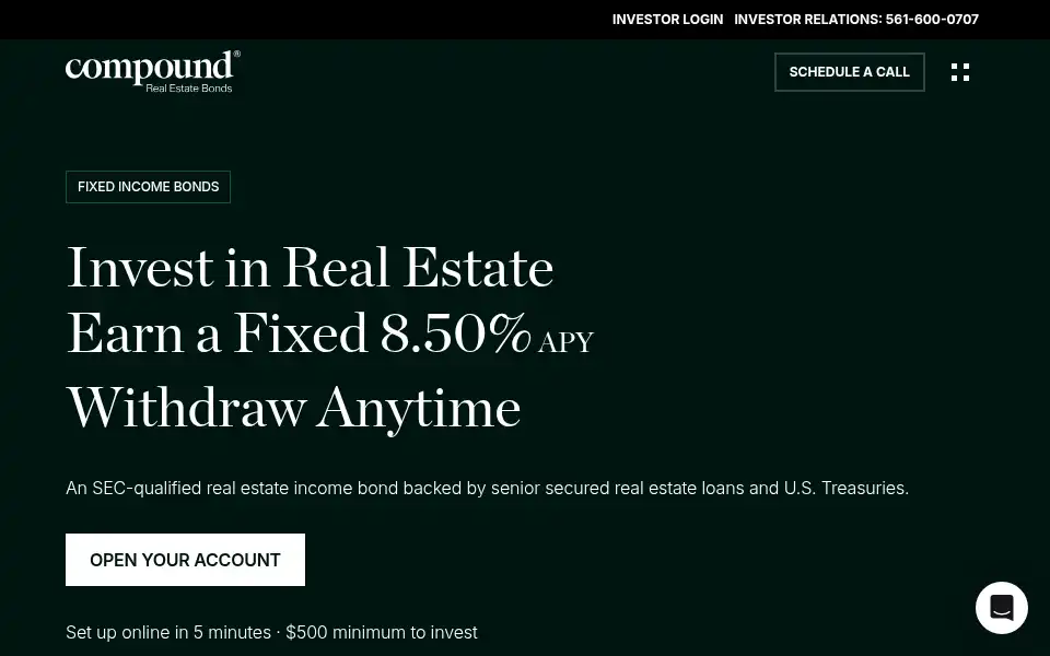 Screenshot of compoundrealestatebonds.com