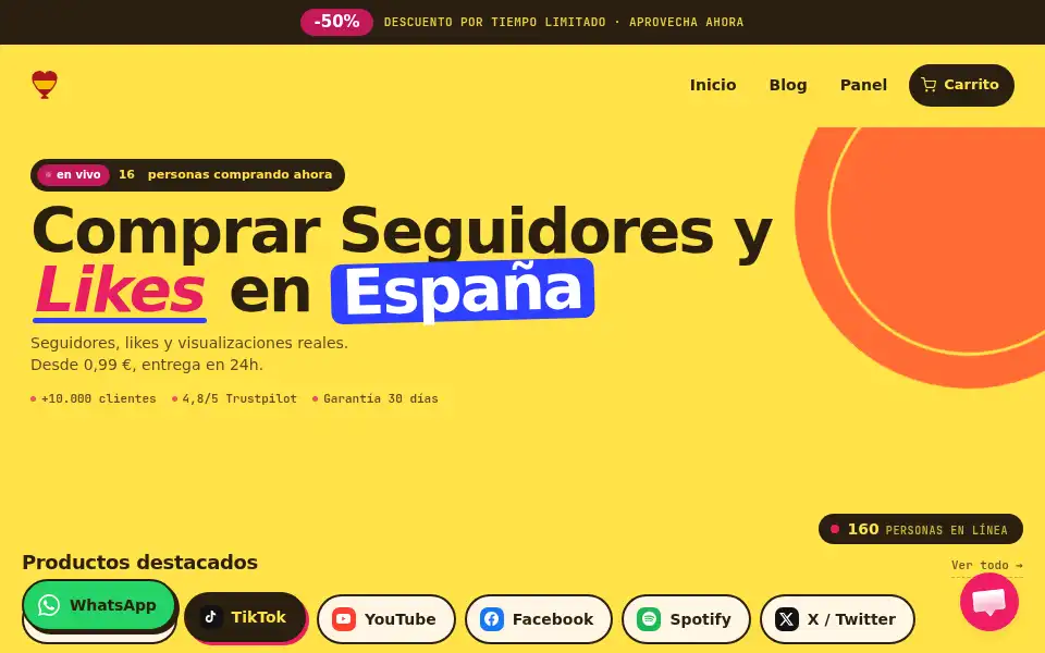 Screenshot of comprarseguidor.es