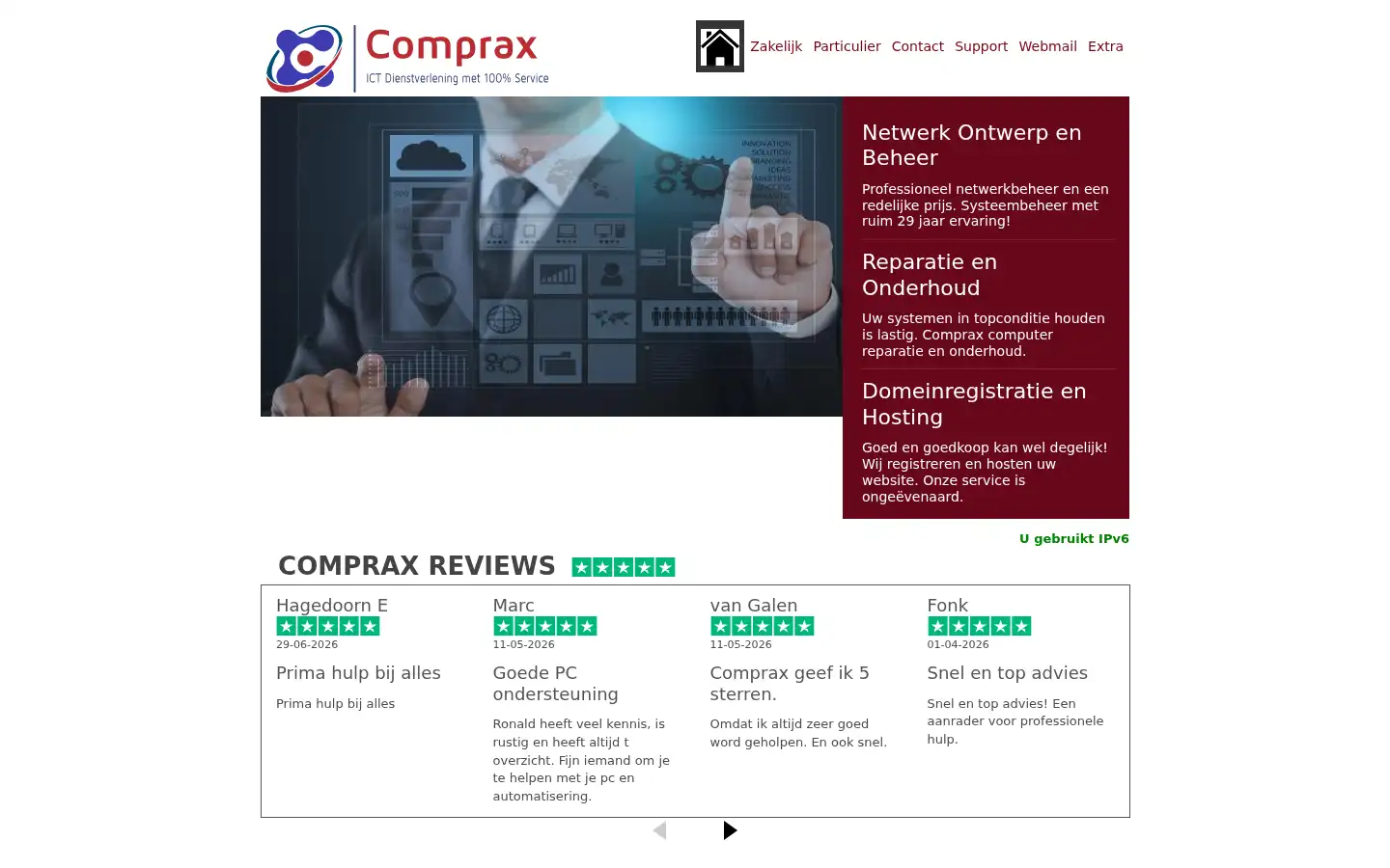 Screenshot of comprax.nl