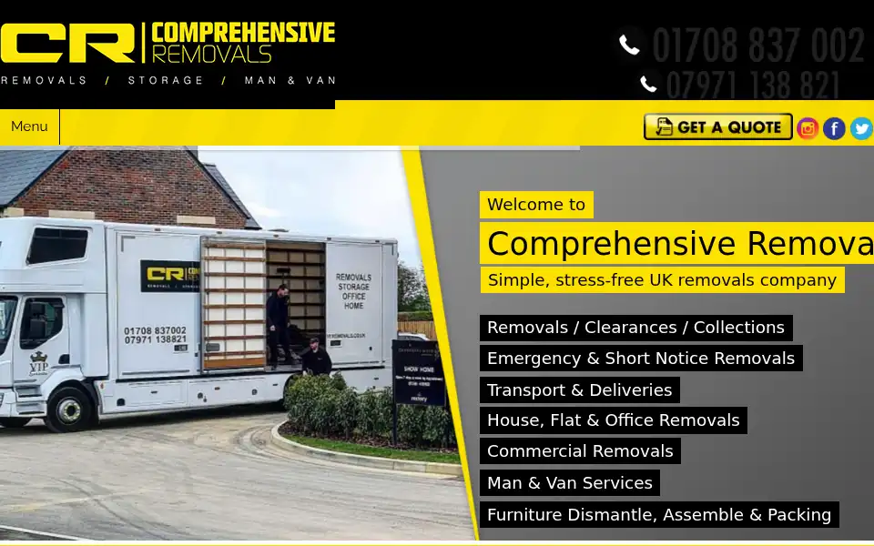 Screenshot of comprehensiveremovals.co.uk