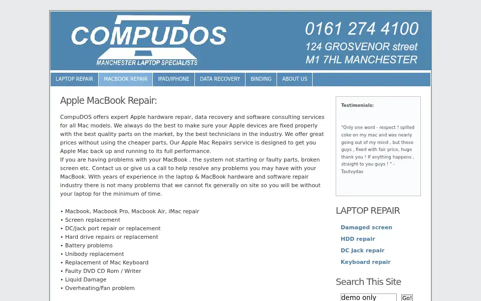 Screenshot of compudos.co.uk
