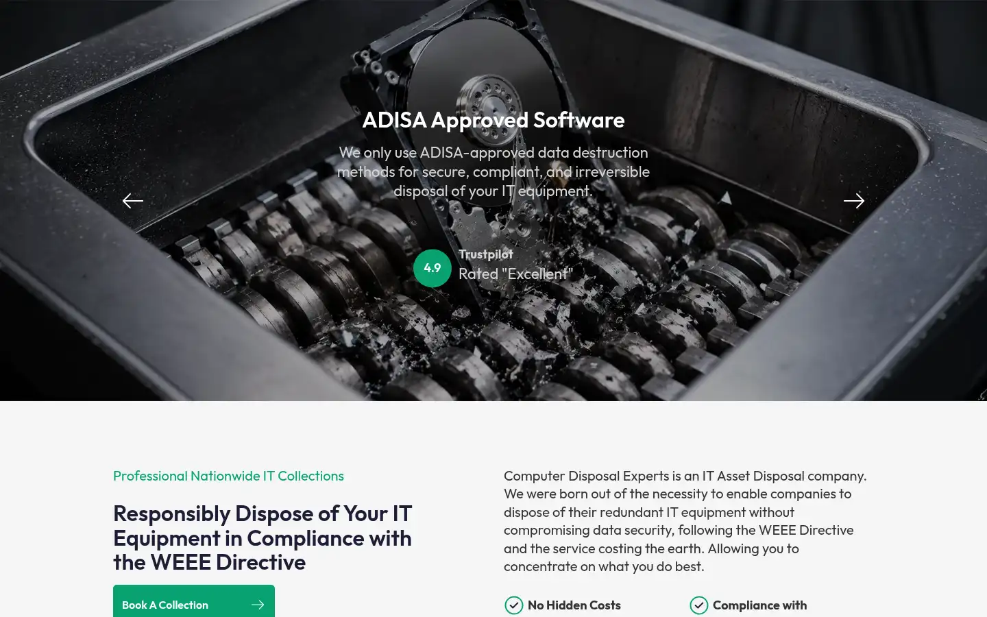 Screenshot of computerdisposalexperts.com