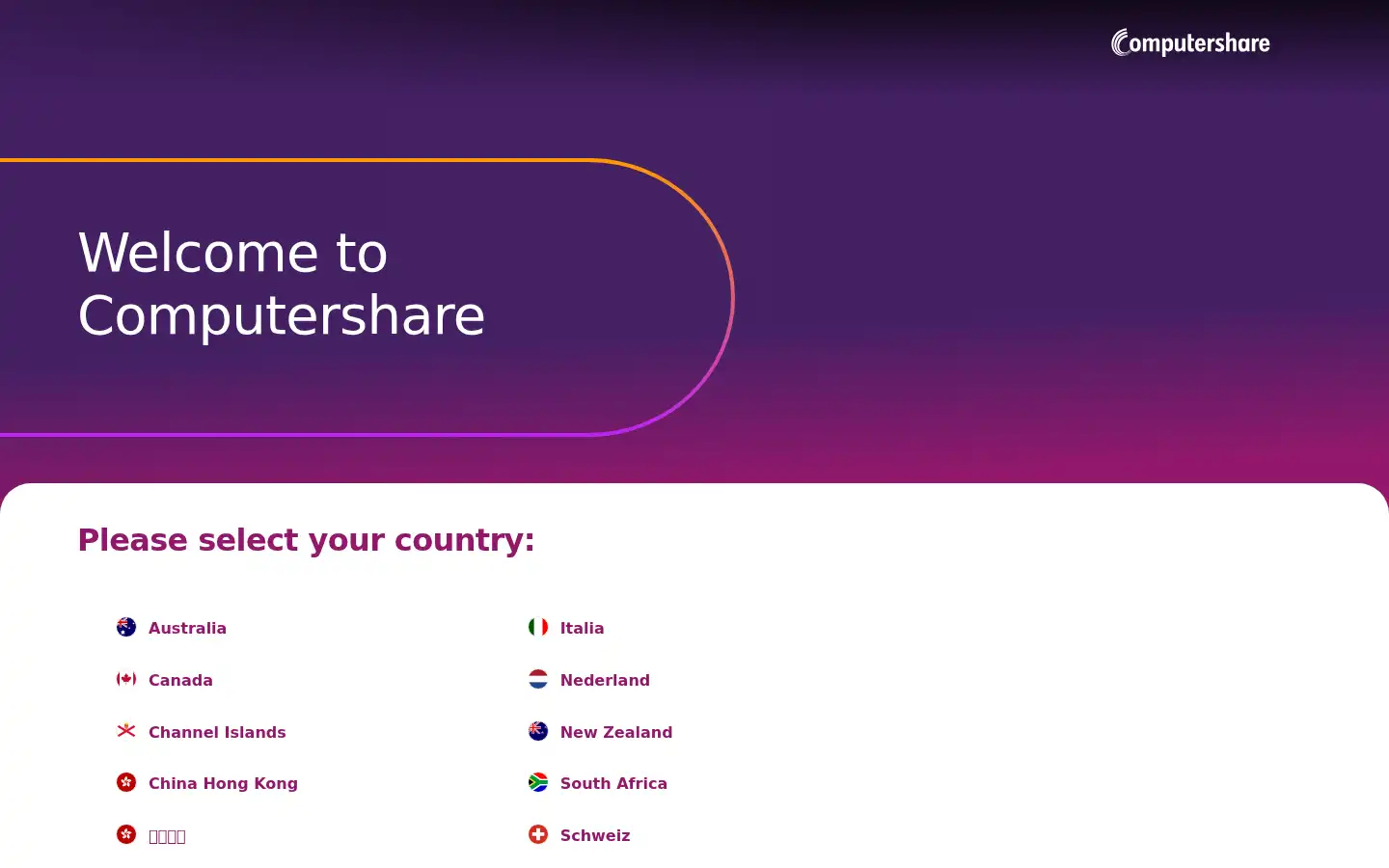 Screenshot of computershare.com