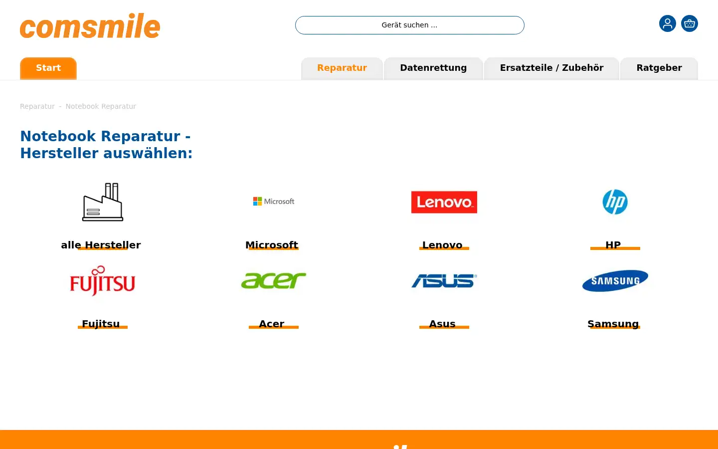 Screenshot of comsmile.de