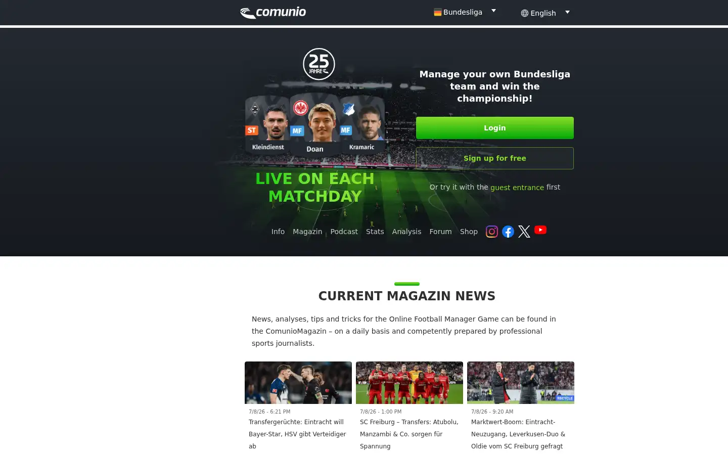 Screenshot of comunio.de