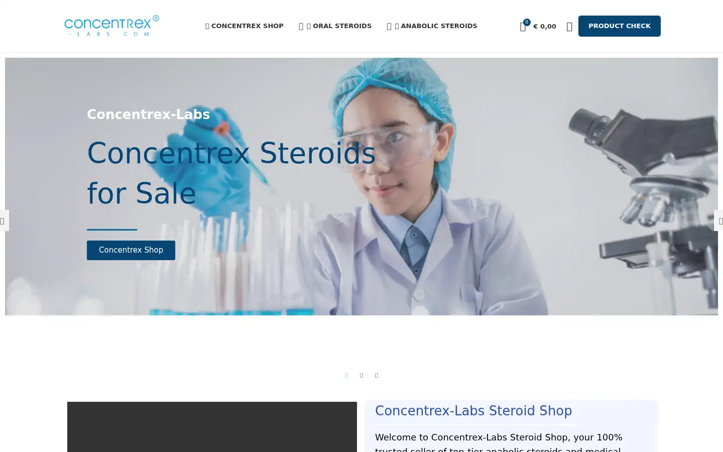 Screenshot of concentrex-labs.com