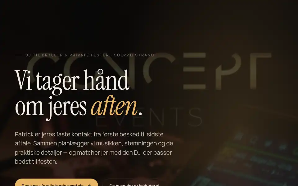 Screenshot of concept-events.dk