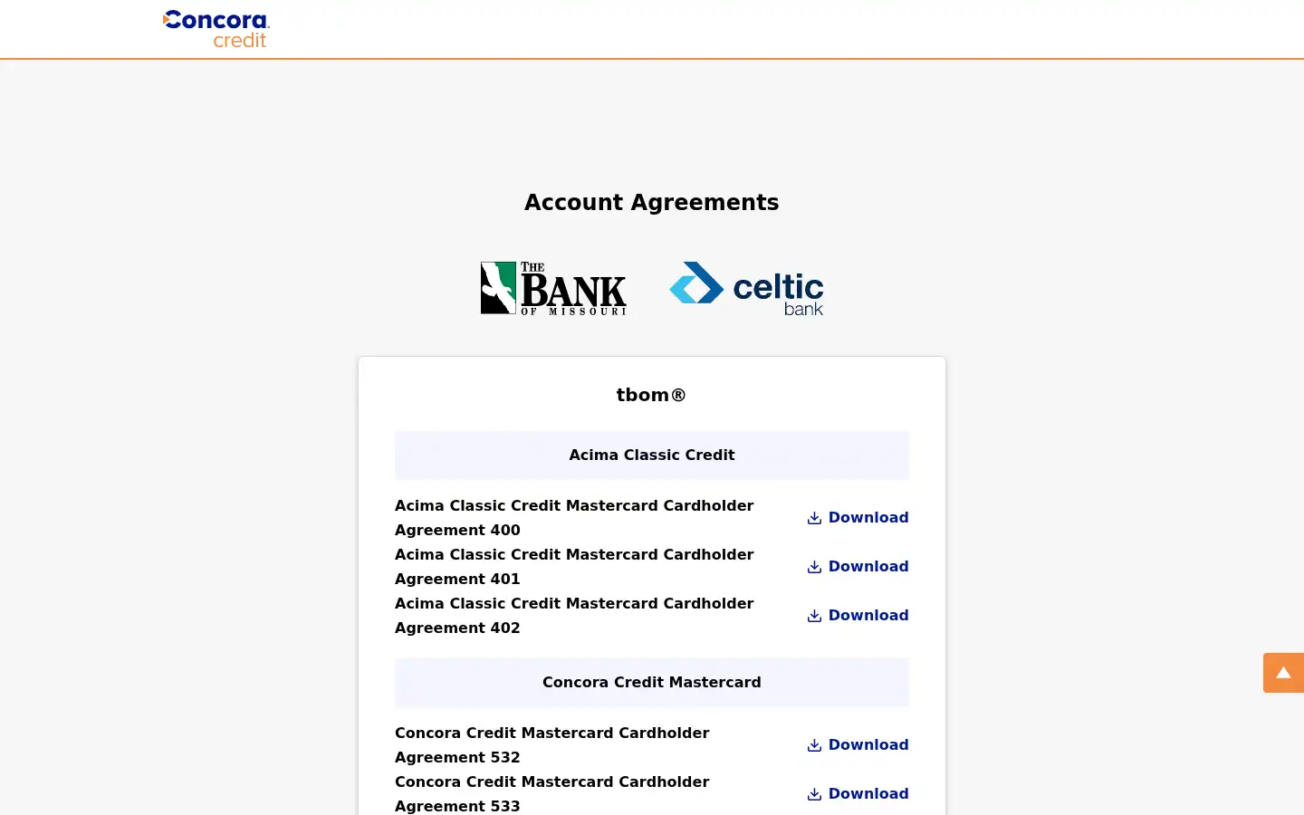 Screenshot of concoracredit.com