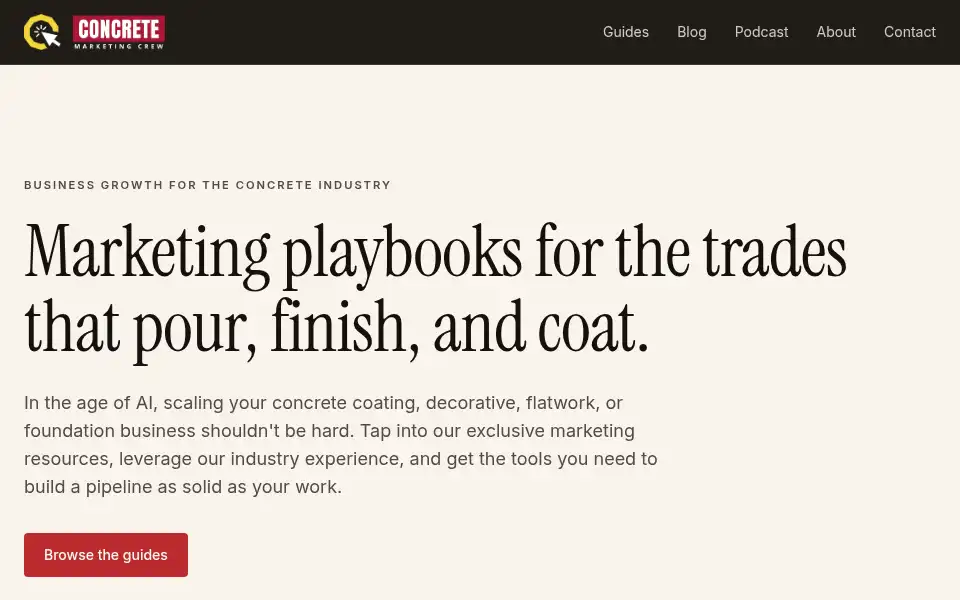 Screenshot of concretemarketingcrew.com