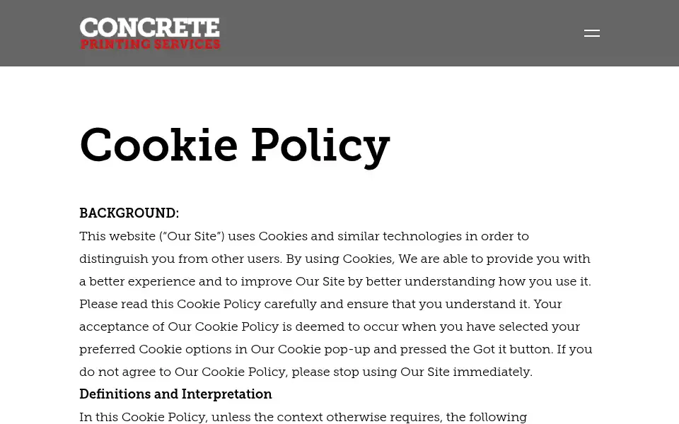 Screenshot of concreteprintingservices.com
