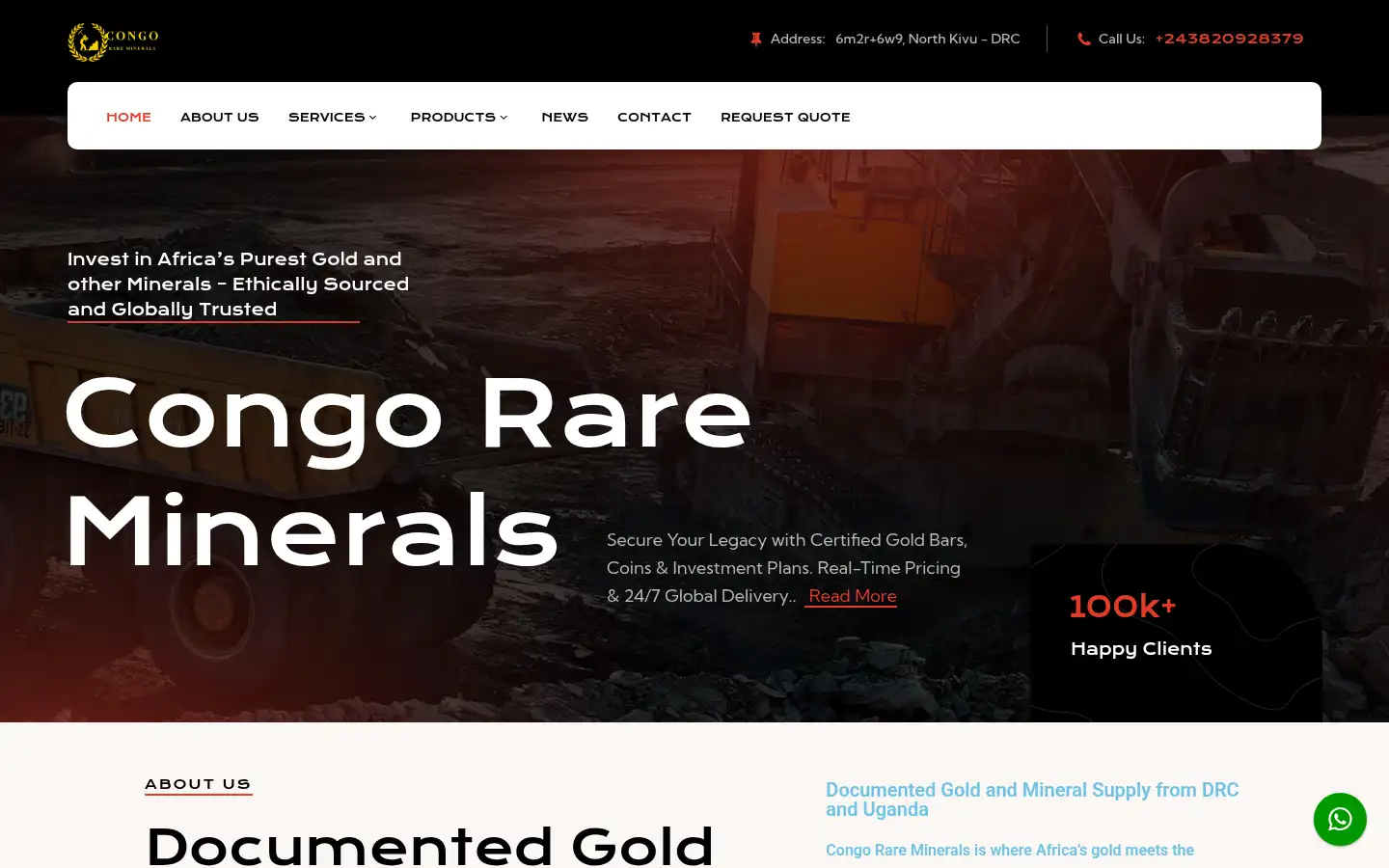 Screenshot of congorareminerals.com
