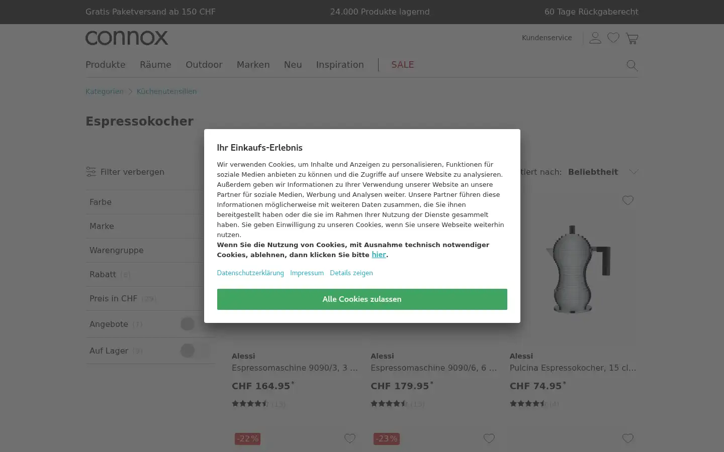 Screenshot of connox.ch