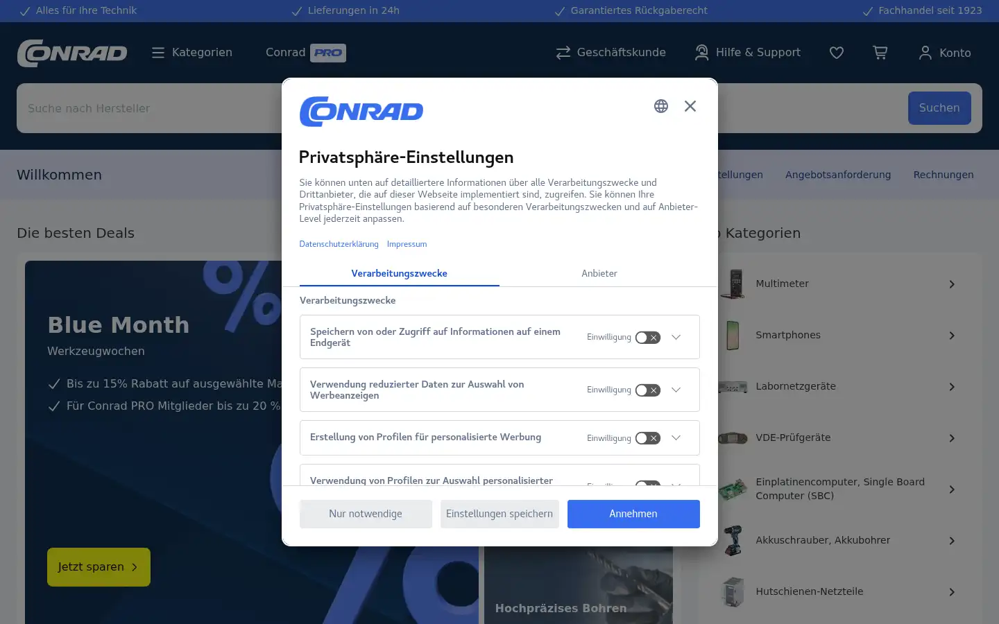 Screenshot of conrad.de