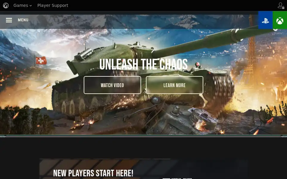 Screenshot of console.worldoftanks.com