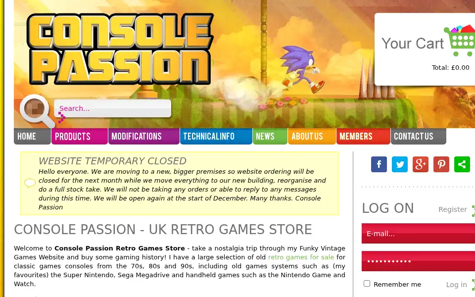 Screenshot of consolepassion.co.uk