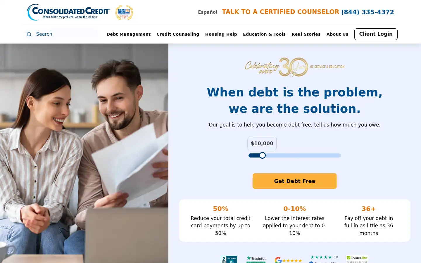 Screenshot of consolidatedcredit.org