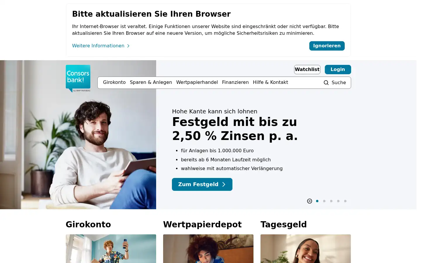 Screenshot of consorsbank.de