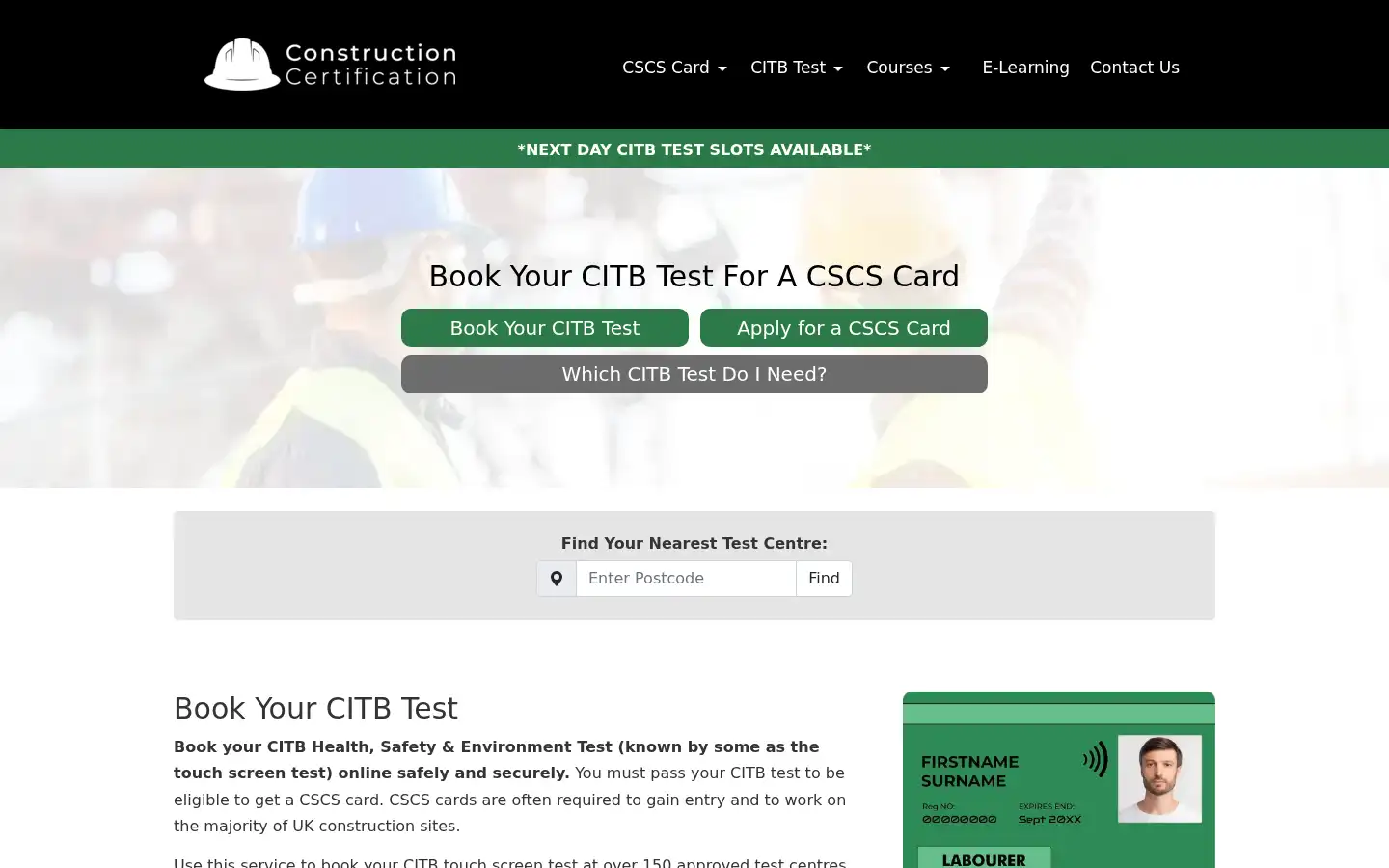 Screenshot of constructioncertification.co.uk