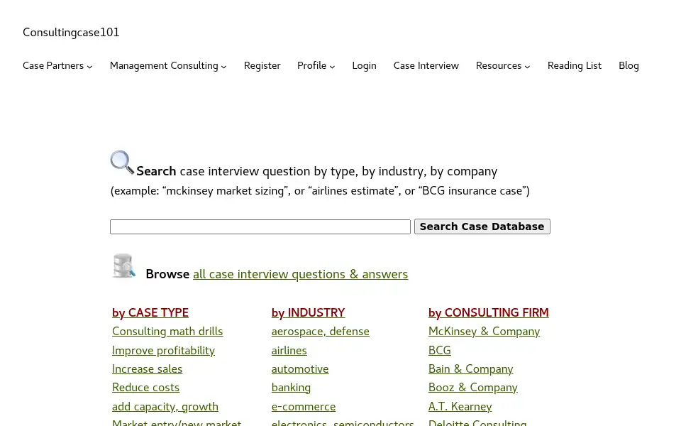 Screenshot of consultingcase101.com