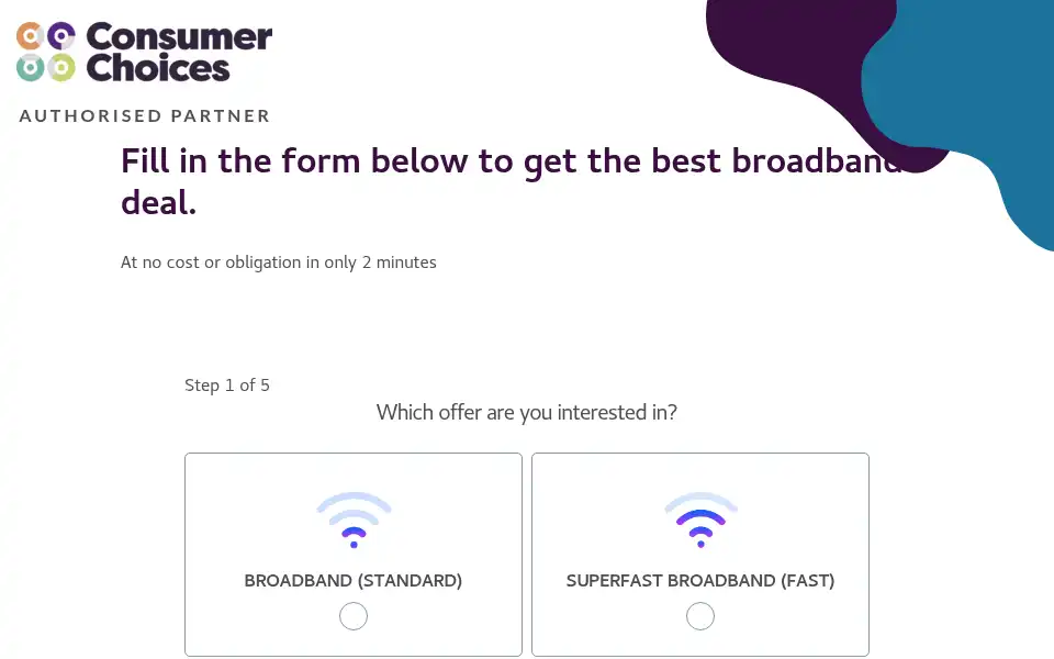 Screenshot of consumer-choices.broadband-deals.io