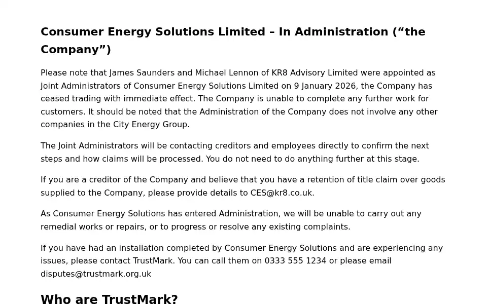 Screenshot of consumerenergysolutions.co.uk