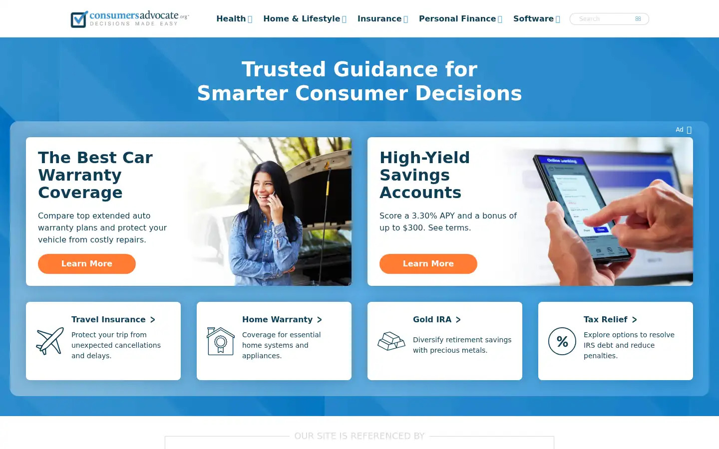 Screenshot of consumersadvocate.org