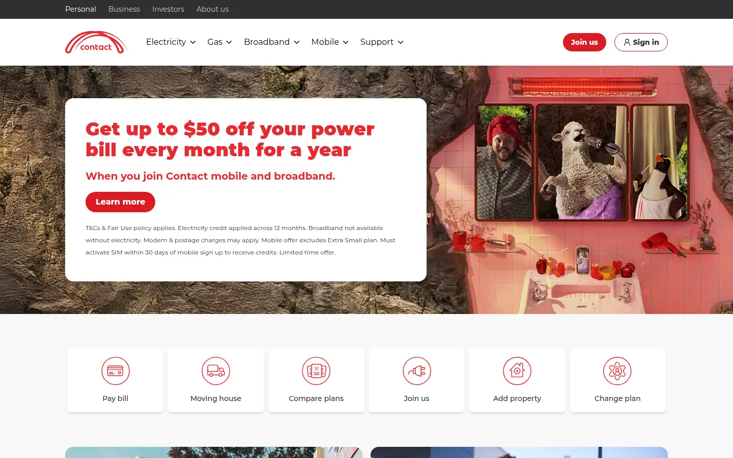 Screenshot of contact.co.nz