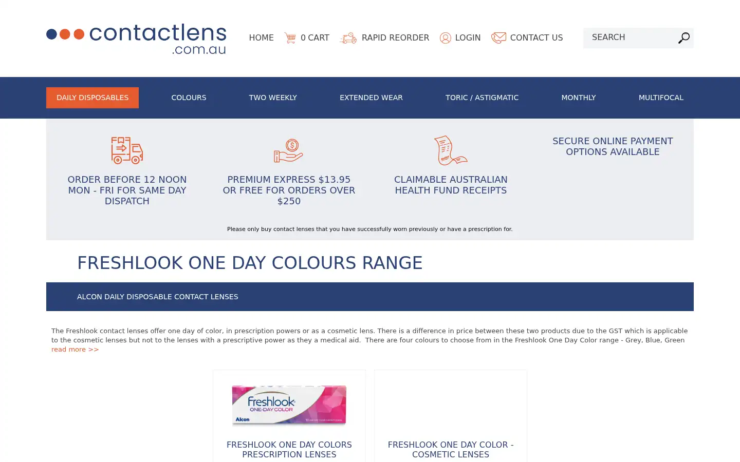 Screenshot of contactlens.com.au