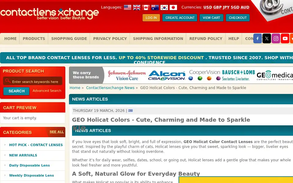 Screenshot of contactlensxchange.com