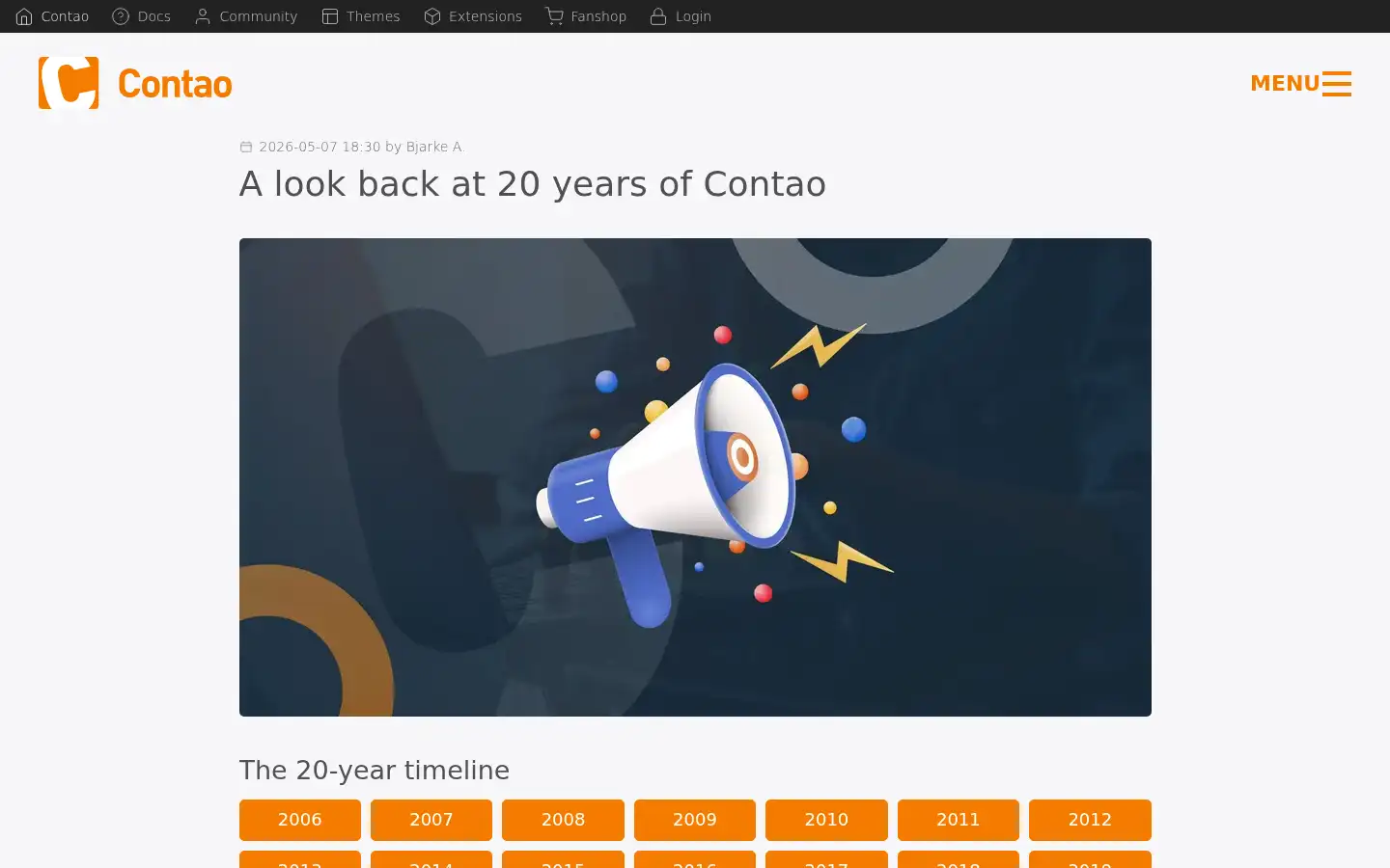 Screenshot of contao.org