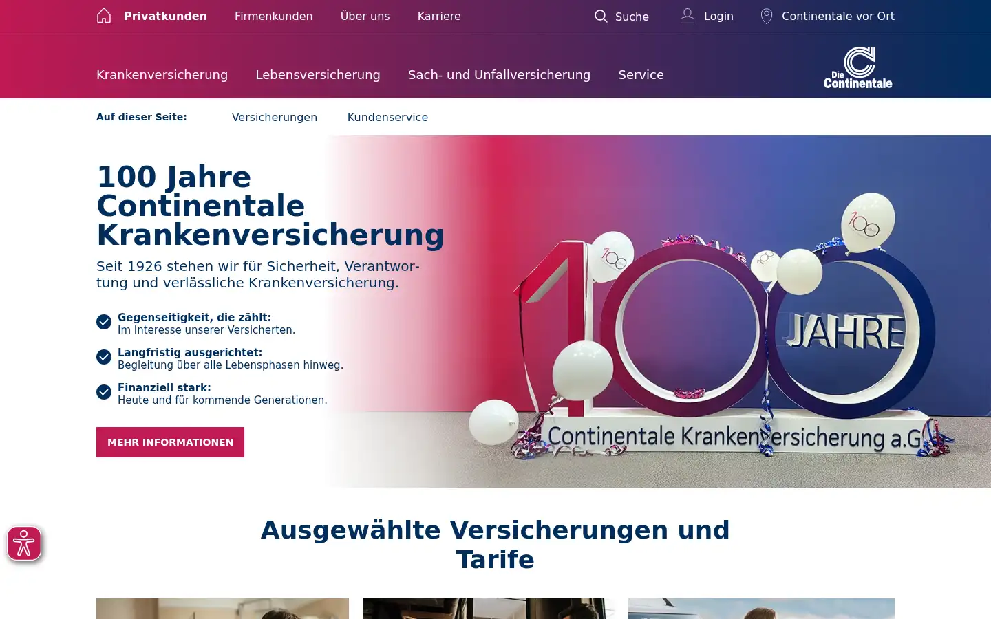 Screenshot of continentale.de