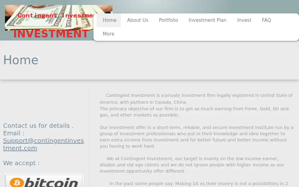 Screenshot of contingentinvestment.com