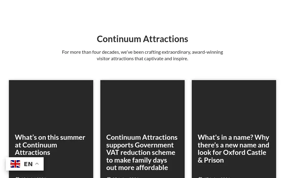 Screenshot of continuumattractions.com