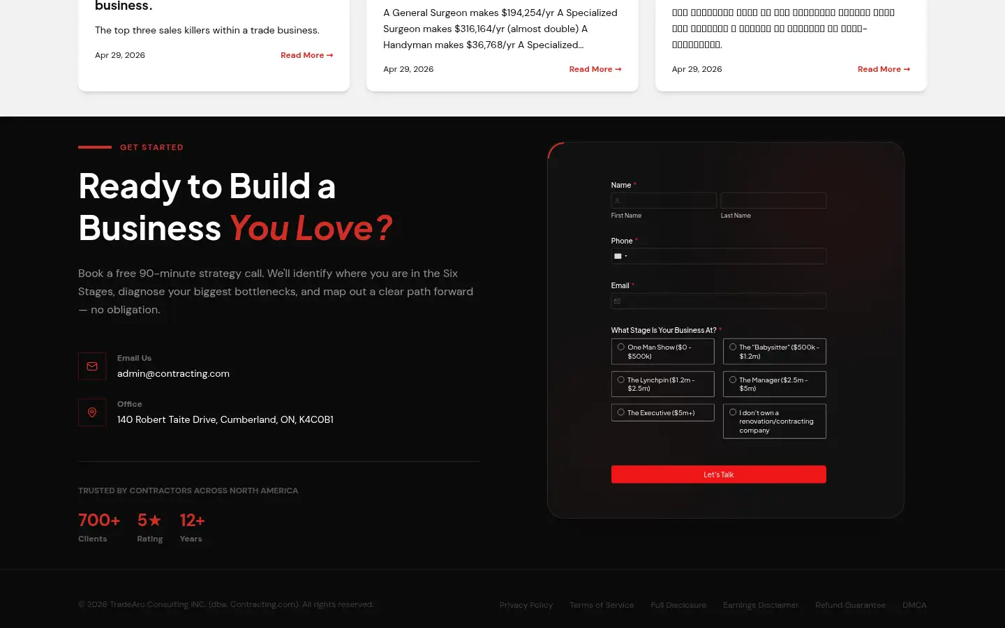 Screenshot of contracting.com