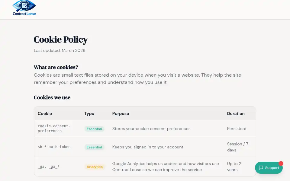 Screenshot of contractlense.com