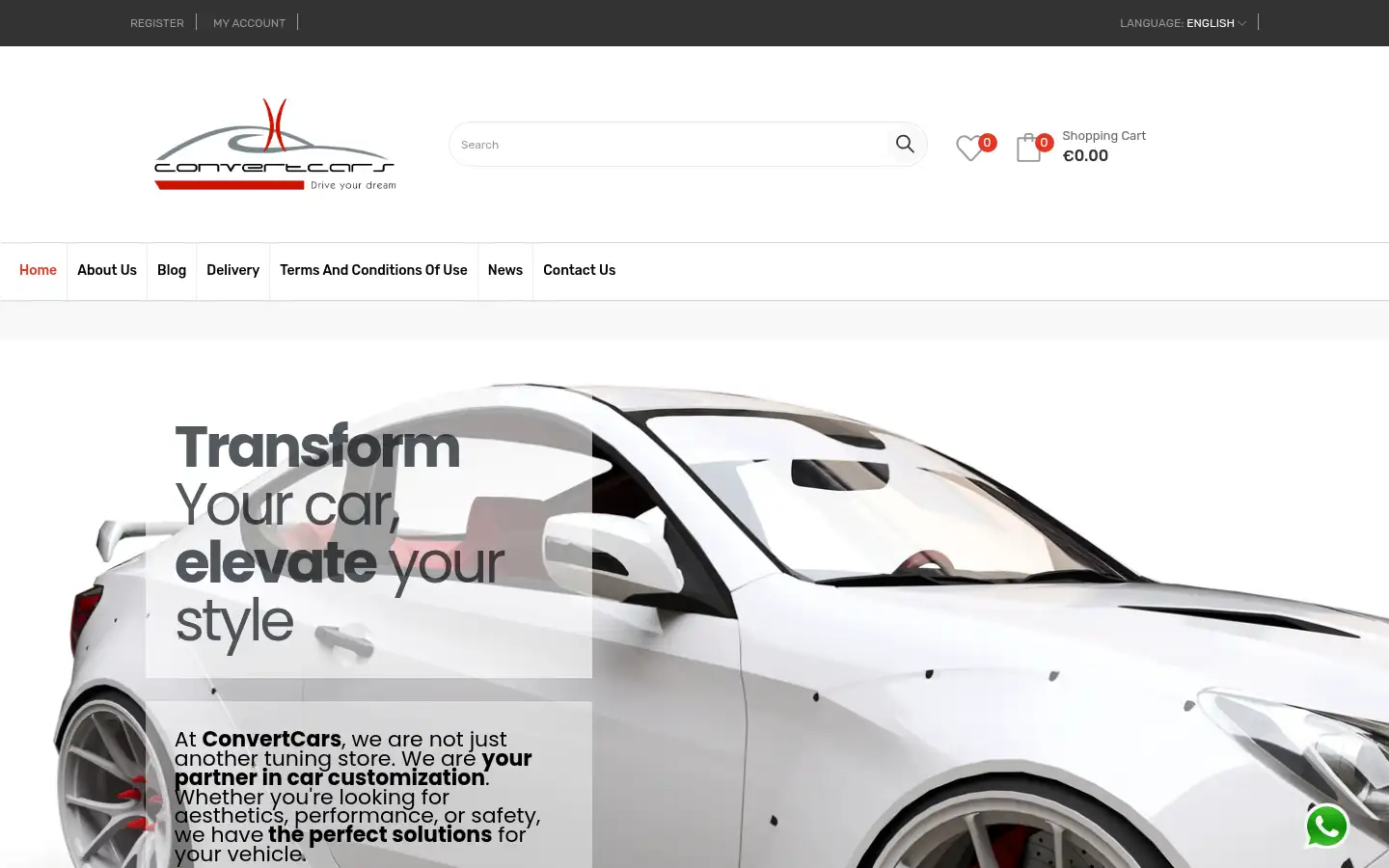 Screenshot of convertcars.net