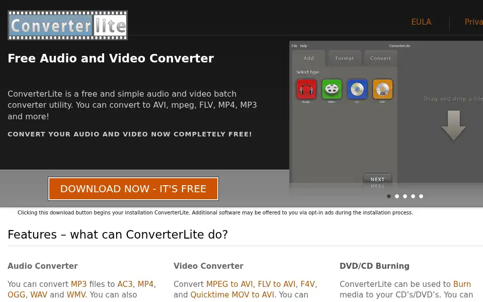 Screenshot of converterlite.com
