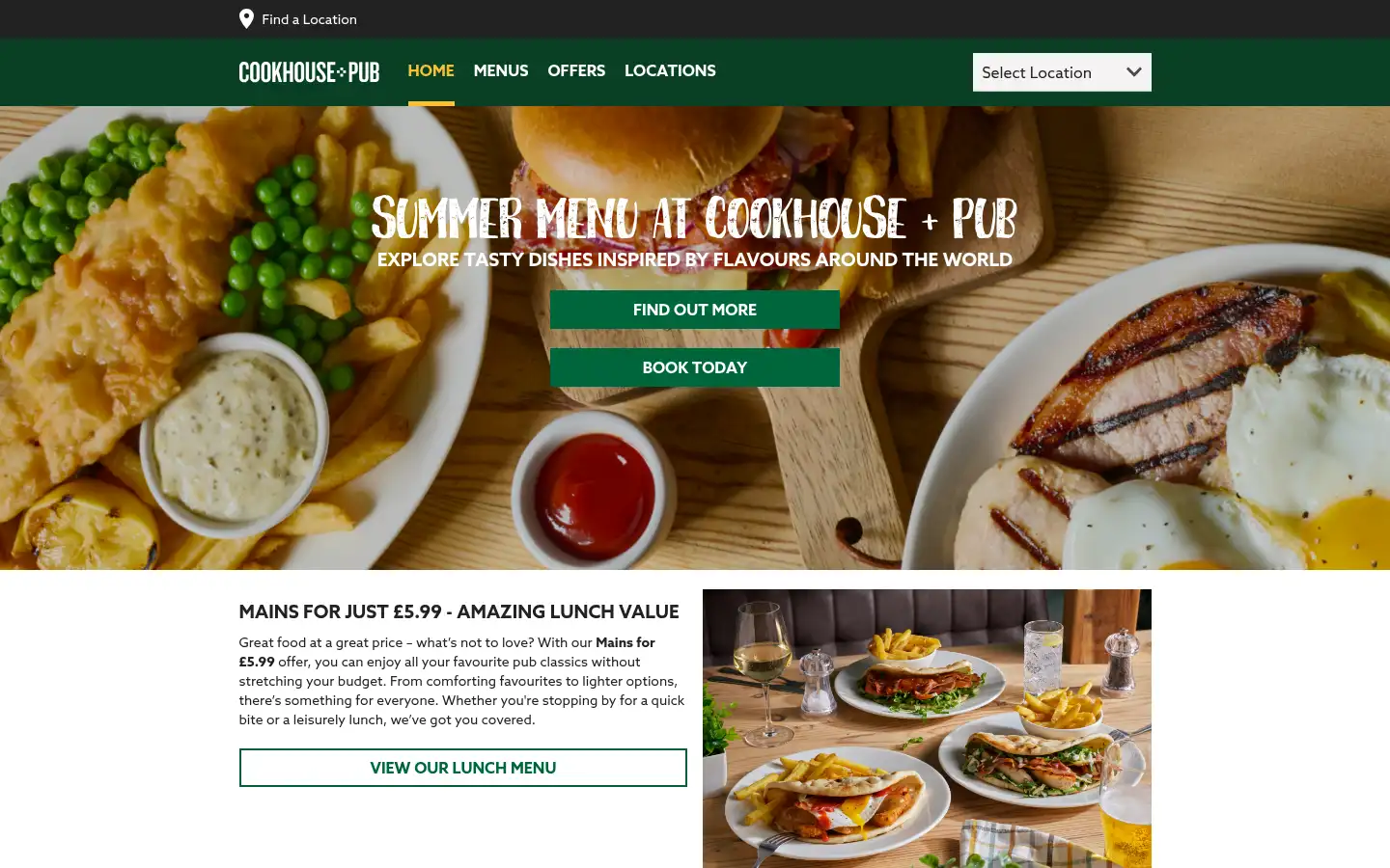 Screenshot of cookhouseandpub.co.uk