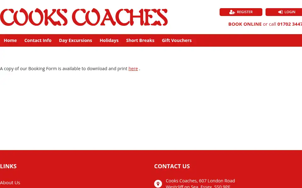 Screenshot of cookscoaches.co.uk