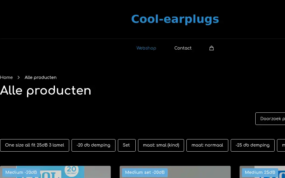Screenshot of cool-earplugs.nl