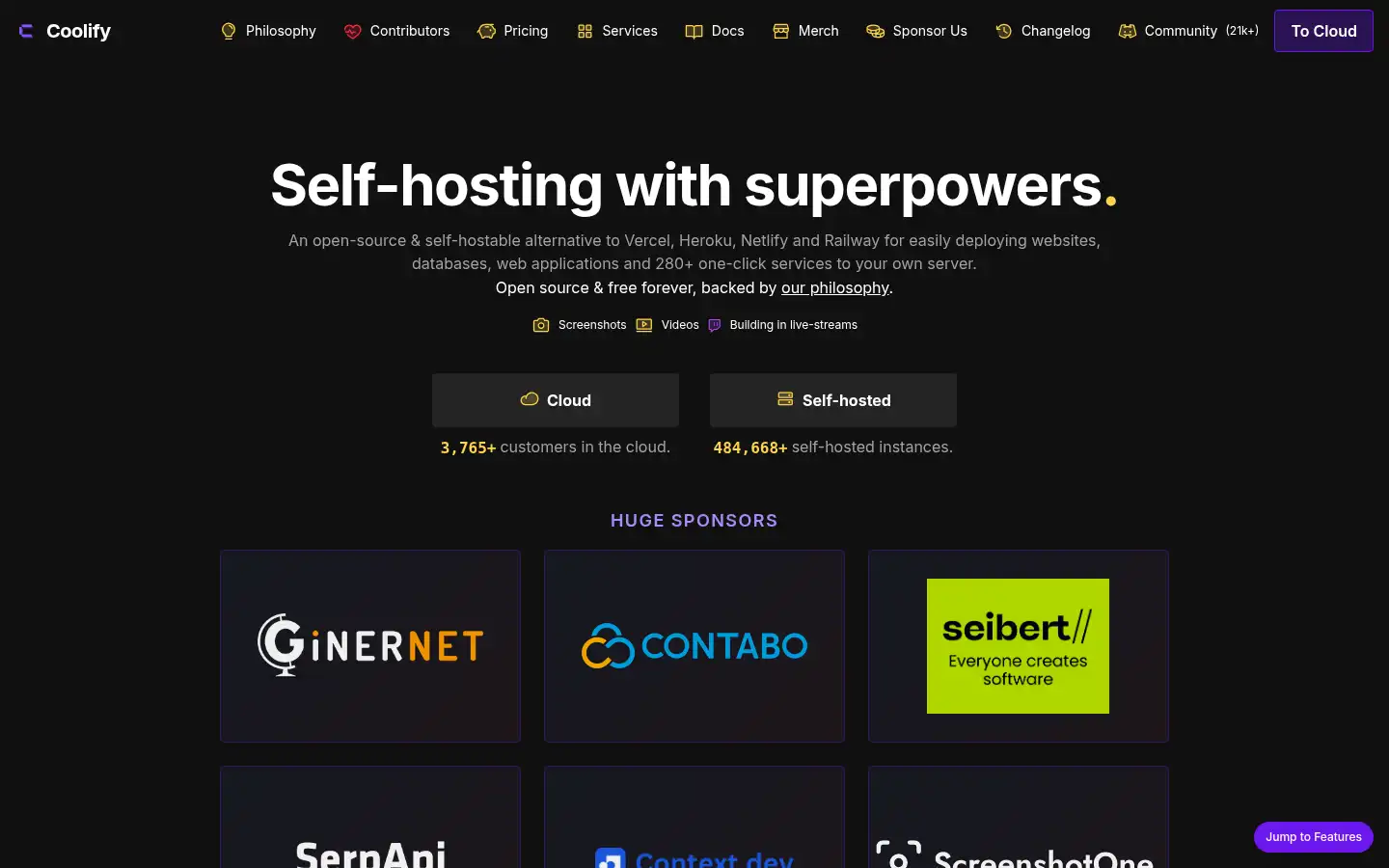 Screenshot of coolify.io